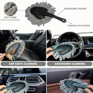 18Pcs Professional Car Interior Detailing Kit All-in-One Cleaning Tools for Windows, Dashboard, Vents, Windshield Cleaner Brush, Magic Sponge, Chamois Cloth, Detailing Brushes & Accessories
