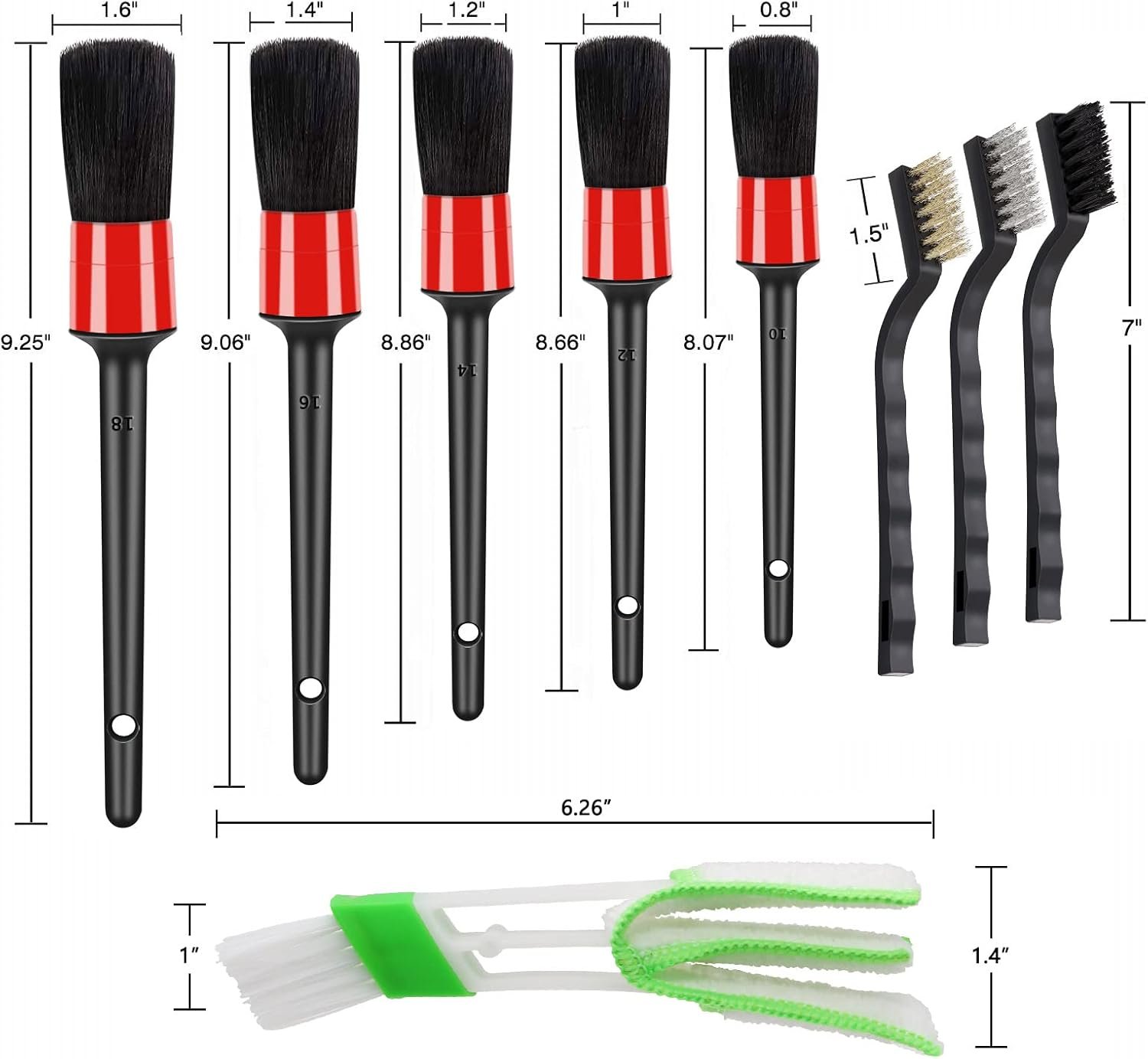 HMPLL 10pcs Auto Car Detailing Brush Set Car Interior Cleaning Kit