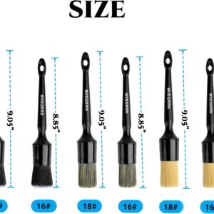 MVEQRRN 6 Pcs Car Detailing Brush Set, Boars Hair & Soft Cleaning Brushes