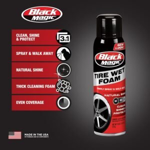 Black Magic Tire Wet Foam 120269 – Thick Tire Cleaner & High-Gloss Tire Shine