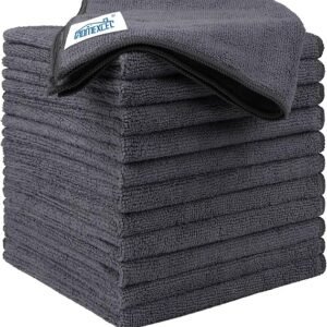 HOMEXCEL Microfiber Cleaning Cloth 12 Pack – 12.5 x 12.5 Inch Ultra Absorbent Car Towels