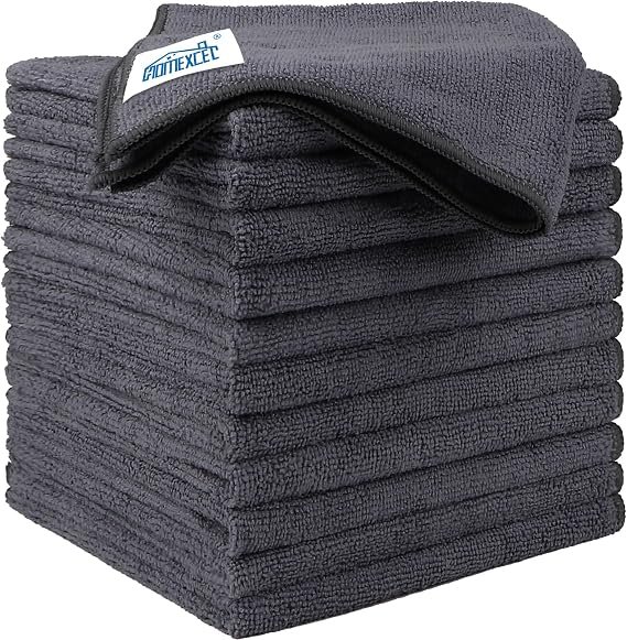HOMEXCEL Microfiber Cleaning Cloth 12 Pack – 12.5 x 12.5 Inch Ultra Absorbent Car Towels
