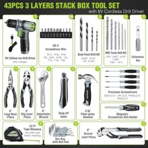 WORKPRO 8V Cordless Drill & Tool Kit – Power Drill Driver Set with Toolbox